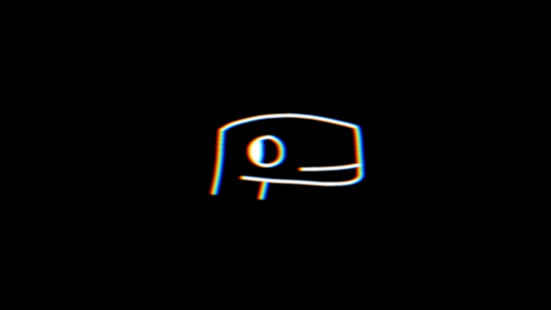 simple outline drawing of a portrait of a lizard/dino guy. there's an rgb effect applied