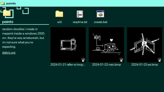 the page that shows the drawings. it looks like the file explorer from windows 2000, but mainly blue