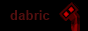 the text "dabric" in dark red next to a giant multibot in the darkness.