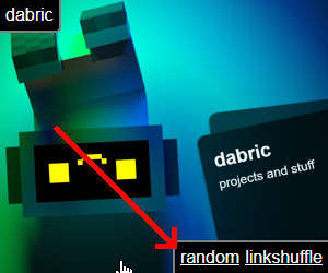 A Linkshuffle embed, highlighting the random button.