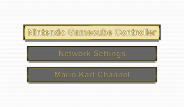 three buttons on a white background, in the style of mario kart wii.