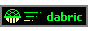 a green shell moving towards the right with the text "dabric" next to it in what looks like an led panel.