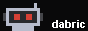 crude pixel art of a multibot with big red eyes and an antenna. the word "dabric" is at the bottom right.