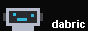 crude pixel art of a multibot with blue eyes and mouth. the word "dabric" is at the bottom right.
