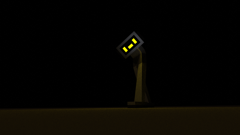 A giant Dabric multibot with long legs. It's dark.