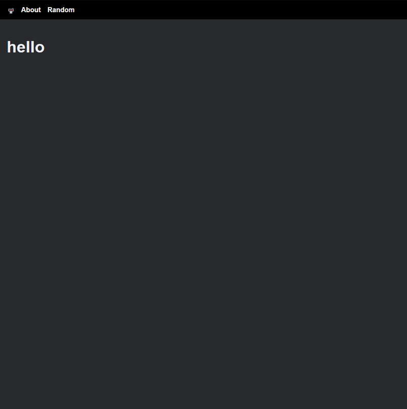 A very simple homepage. There's a navigation, and the content simply says "hello". The icon is a robot.